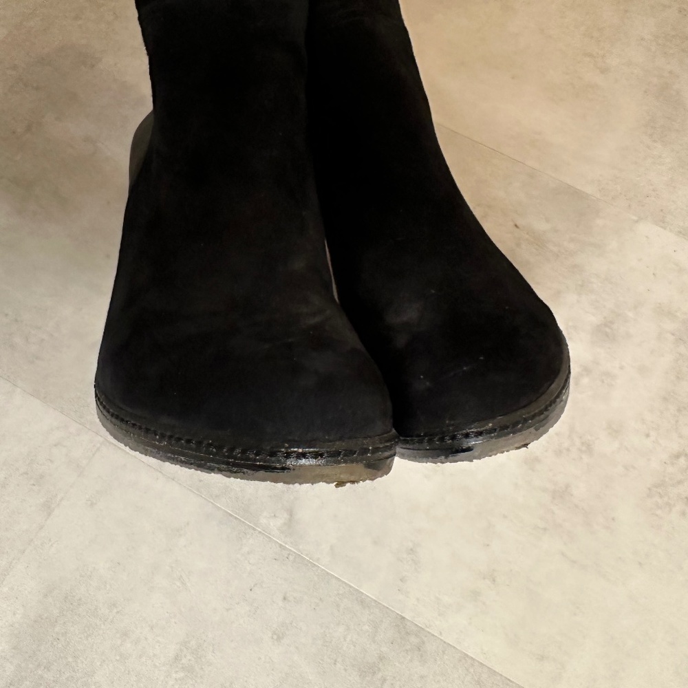 Women's Vince Camuto tall black leather & suede high heeled boots SZ 9 1/2 - Picture 12 of 12